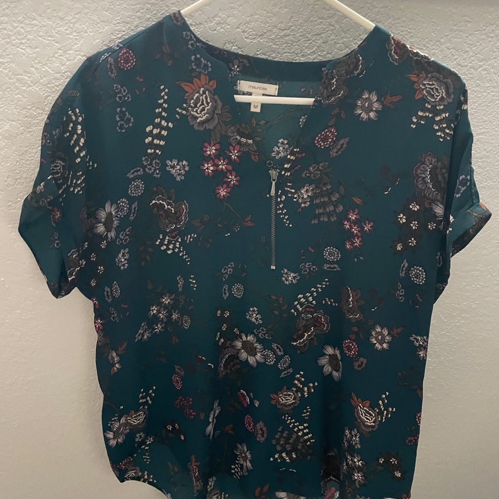 Maurices Teal Floral Blouse